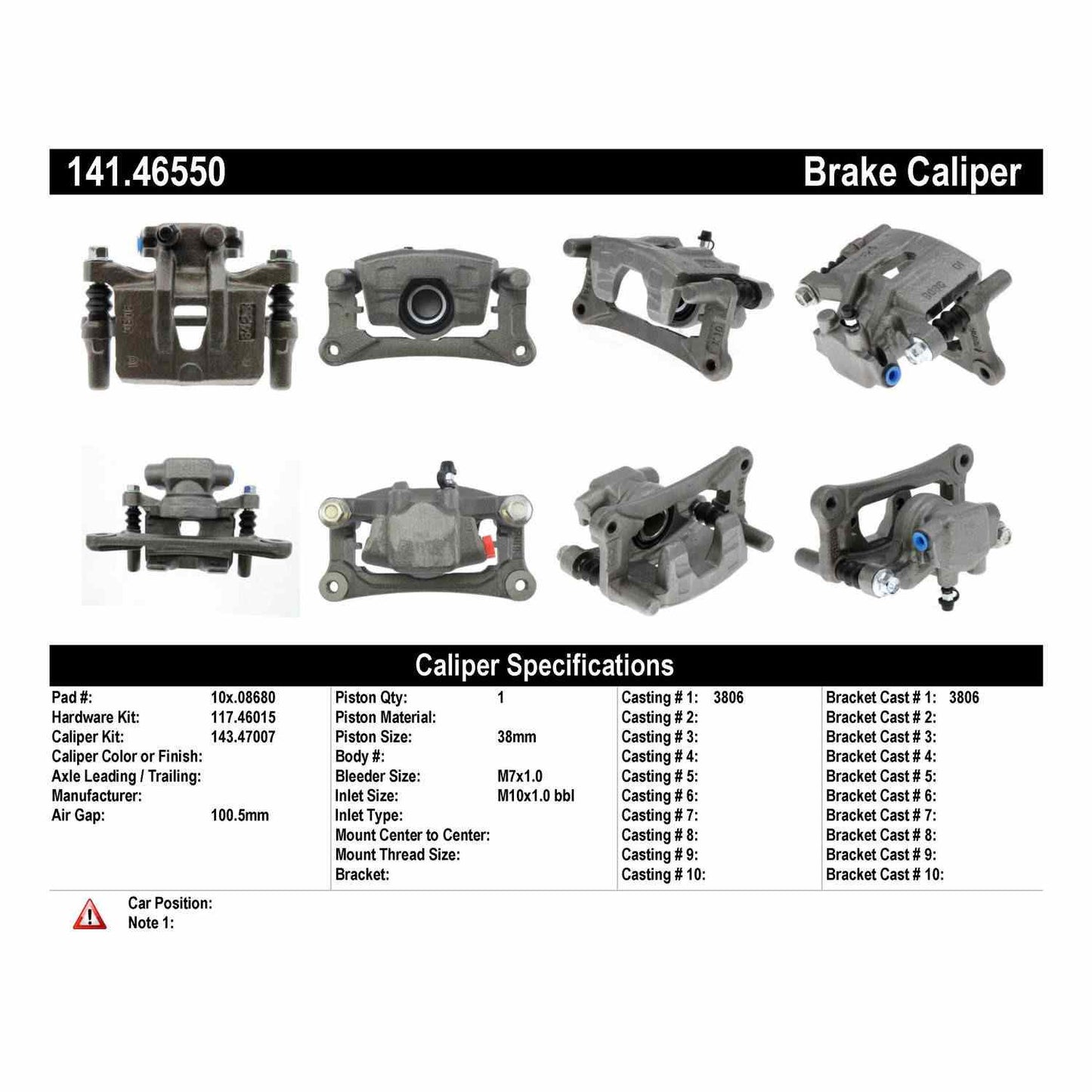 Centric Parts Semi-Loaded Brake Caliper 141.46550
