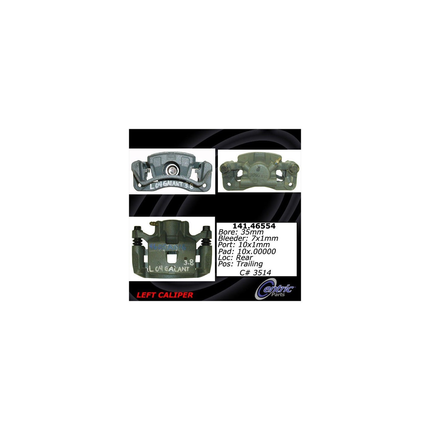Centric Parts Disc Brake Caliper Semi-Loaded with Anti-Corrosion Finish for 2006-2012 Mitsubishi Eclipse 2004-2012 Galant 141.46554