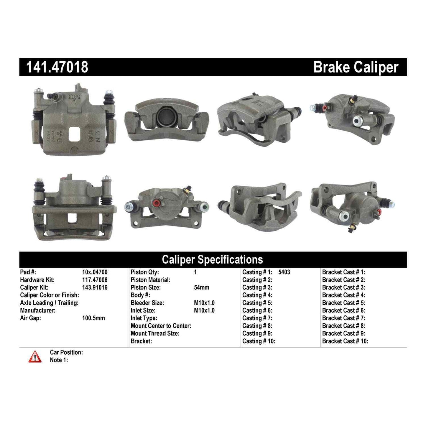 Centric Parts Semi-Loaded Brake Caliper 141.47018