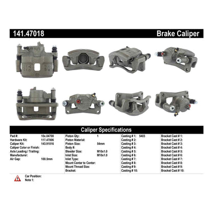 Centric Parts Semi-Loaded Brake Caliper 141.47018