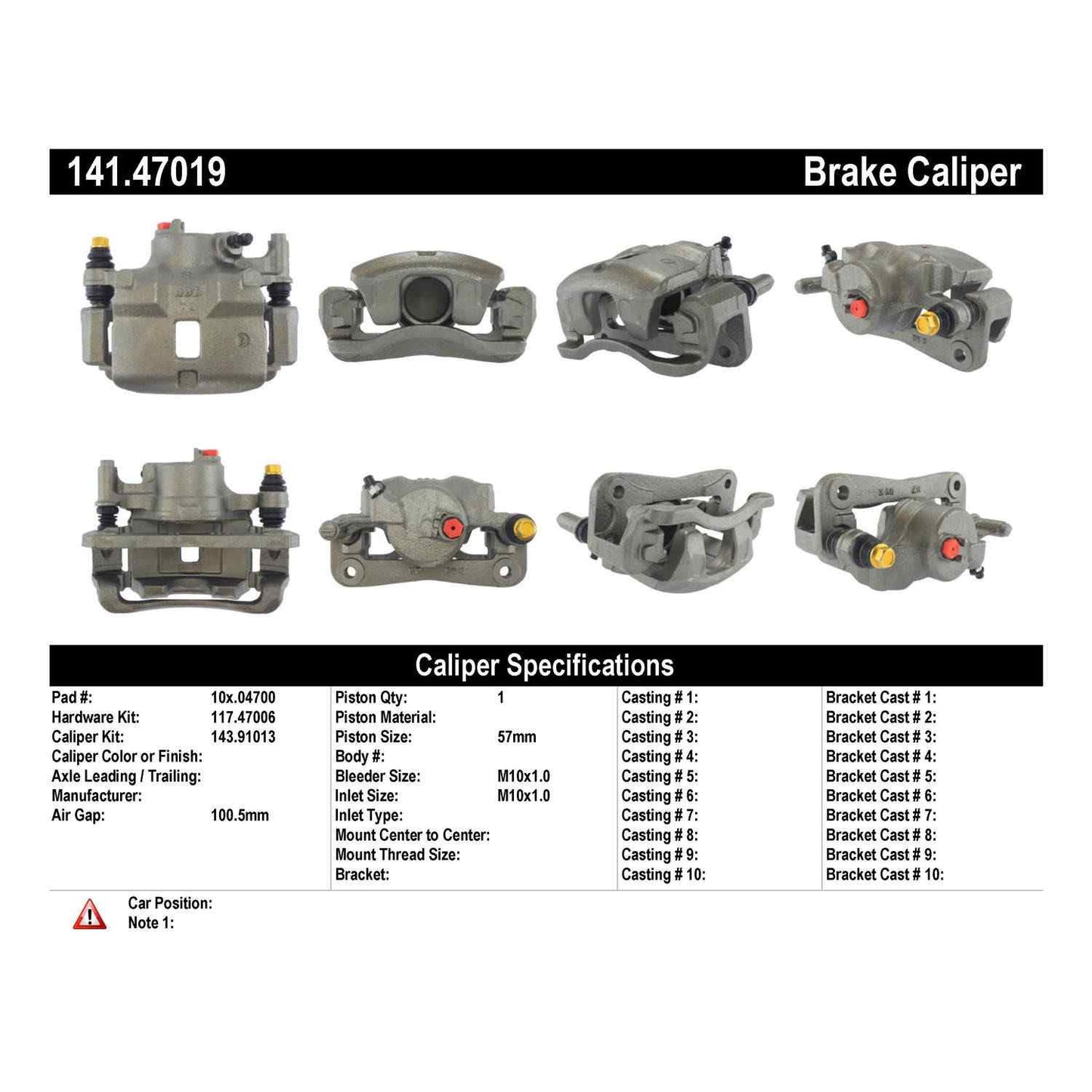 Centric Parts Disc Brake Caliper Semi-Loaded with anti-corrosion finish for 1990-1996 Subaru Legacy 141.47019