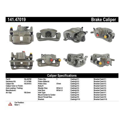 Centric Parts Disc Brake Caliper Semi-Loaded with anti-corrosion finish for 1990-1996 Subaru Legacy 141.47019