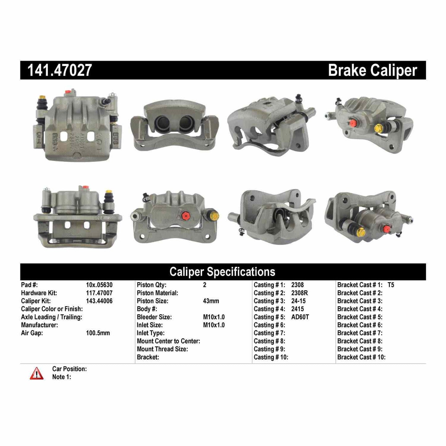 Stoptech Centric Semi-Loaded Brake Caliper - Front Right 141.47027