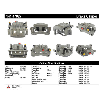 Stoptech Centric Semi-Loaded Brake Caliper - Front Right 141.47027