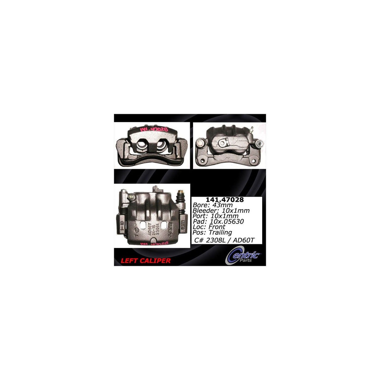 Stoptech Centric Semi-Loaded Brake Caliper - Front Left 141.47028