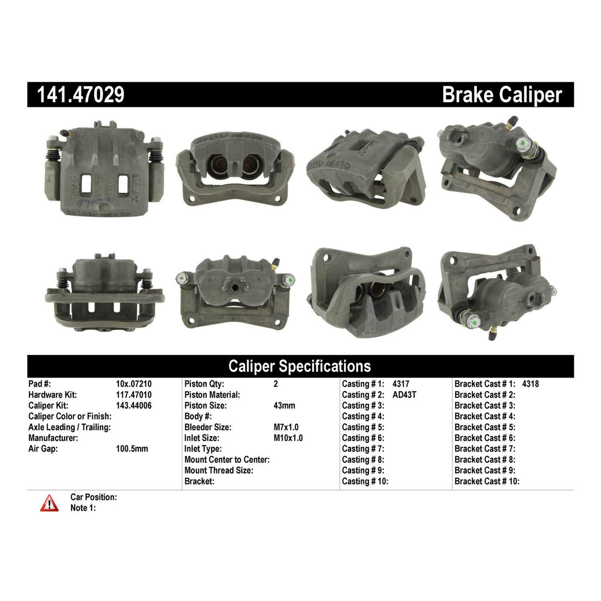 Centric Parts Semi-Loaded Brake Caliper 141.47029