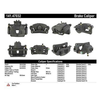 Stoptech Centric Semi-Loaded Brake Caliper - Front Left 141.47032