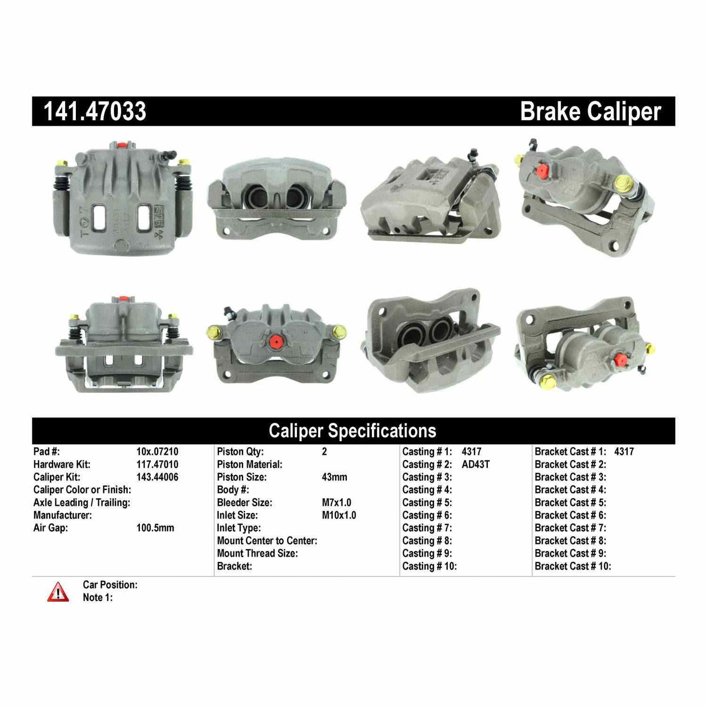 Stoptech Centric Semi-Loaded Brake Caliper - Front Right 141.47033