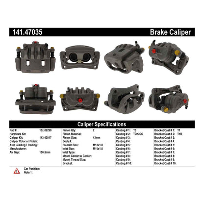 Stoptech Centric Semi-Loaded Brake Caliper - Front Right 141.47035