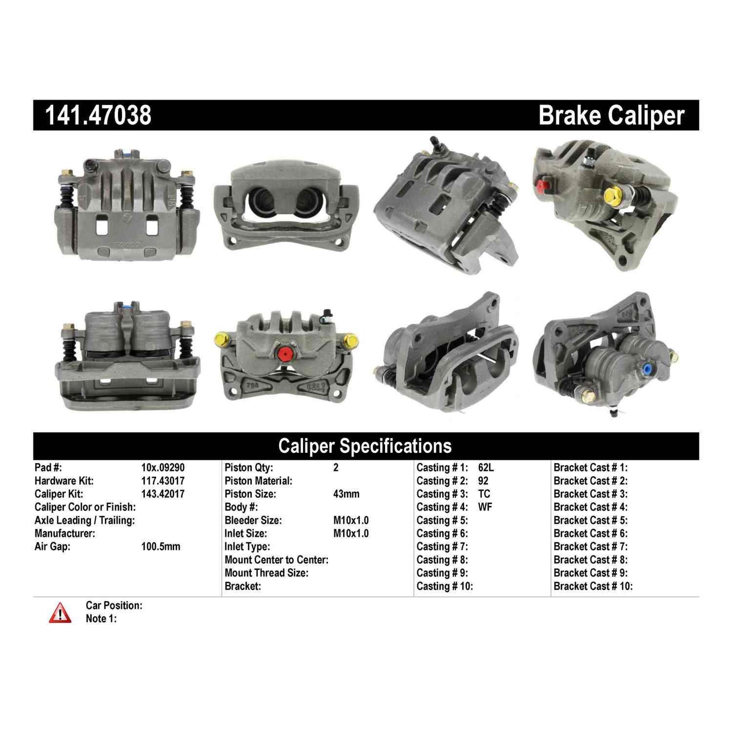Stoptech Centric Semi-Loaded Caliper 141.47038