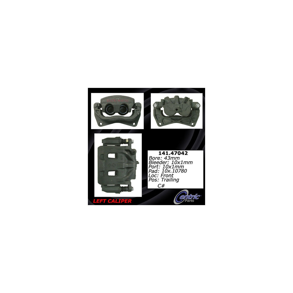 Stoptech Centric Semi-Loaded Brake Caliper - Front Left 141.47042