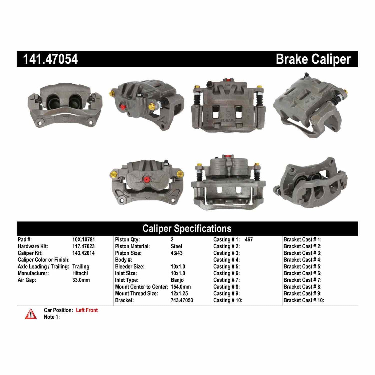 Centric Parts Semi-Loaded Brake Caliper 141.47054