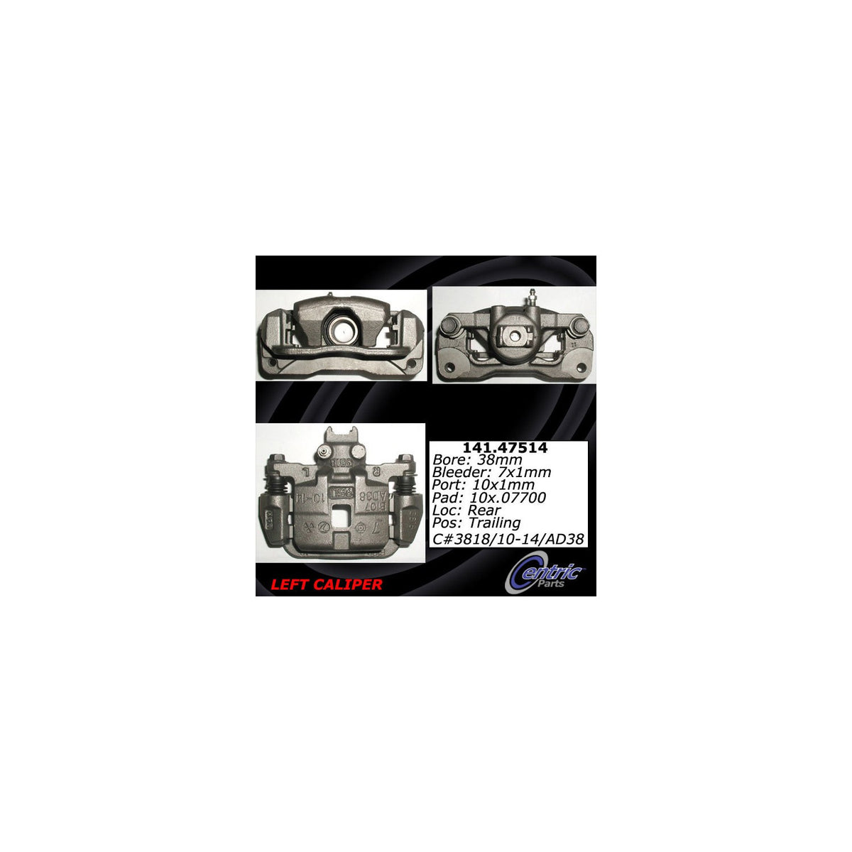 Stoptech Centric Semi-Loaded Brake Caliper - Rear Left 141.47514