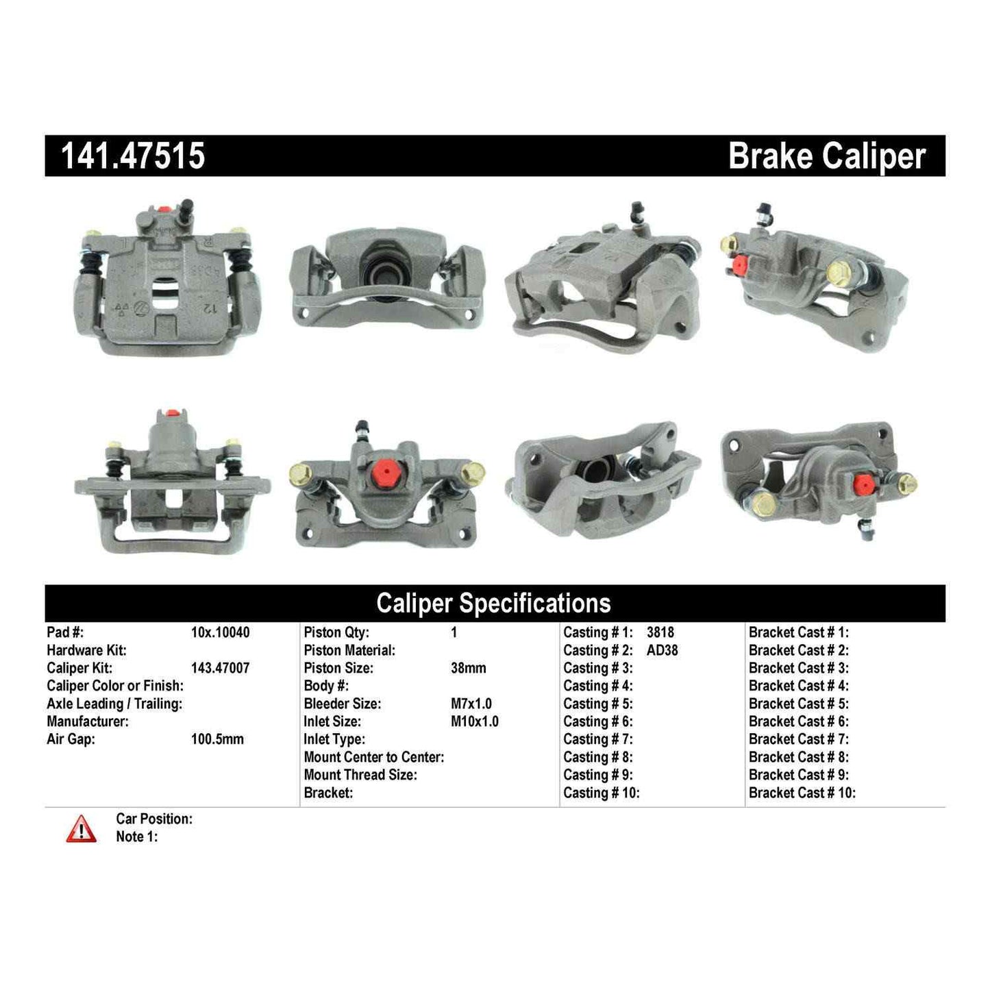 Stoptech Centric Semi-Loaded Brake Caliper - Rear Right 141.47515