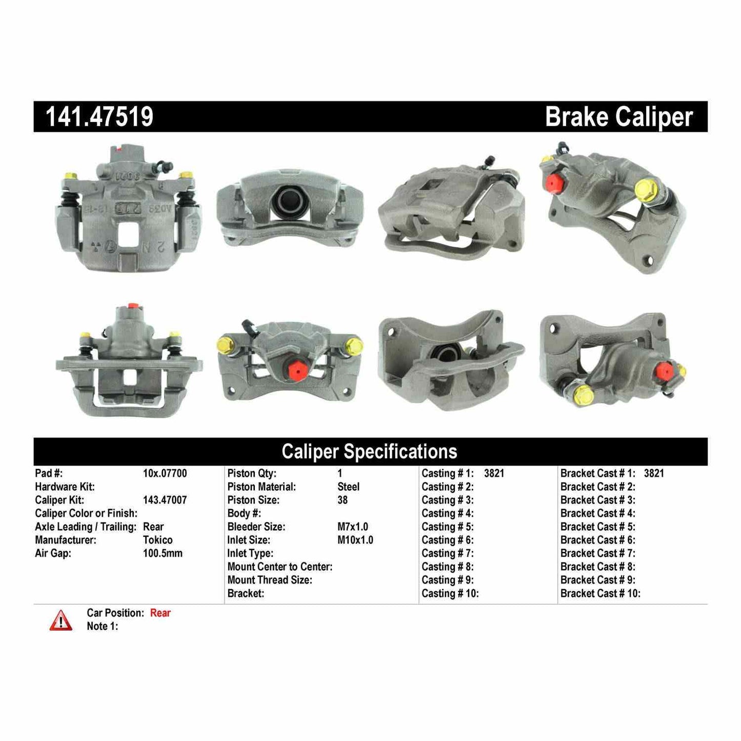 Stoptech Centric Subaru Legacy GT Rear Semi-Loaded Caliper 141.47519