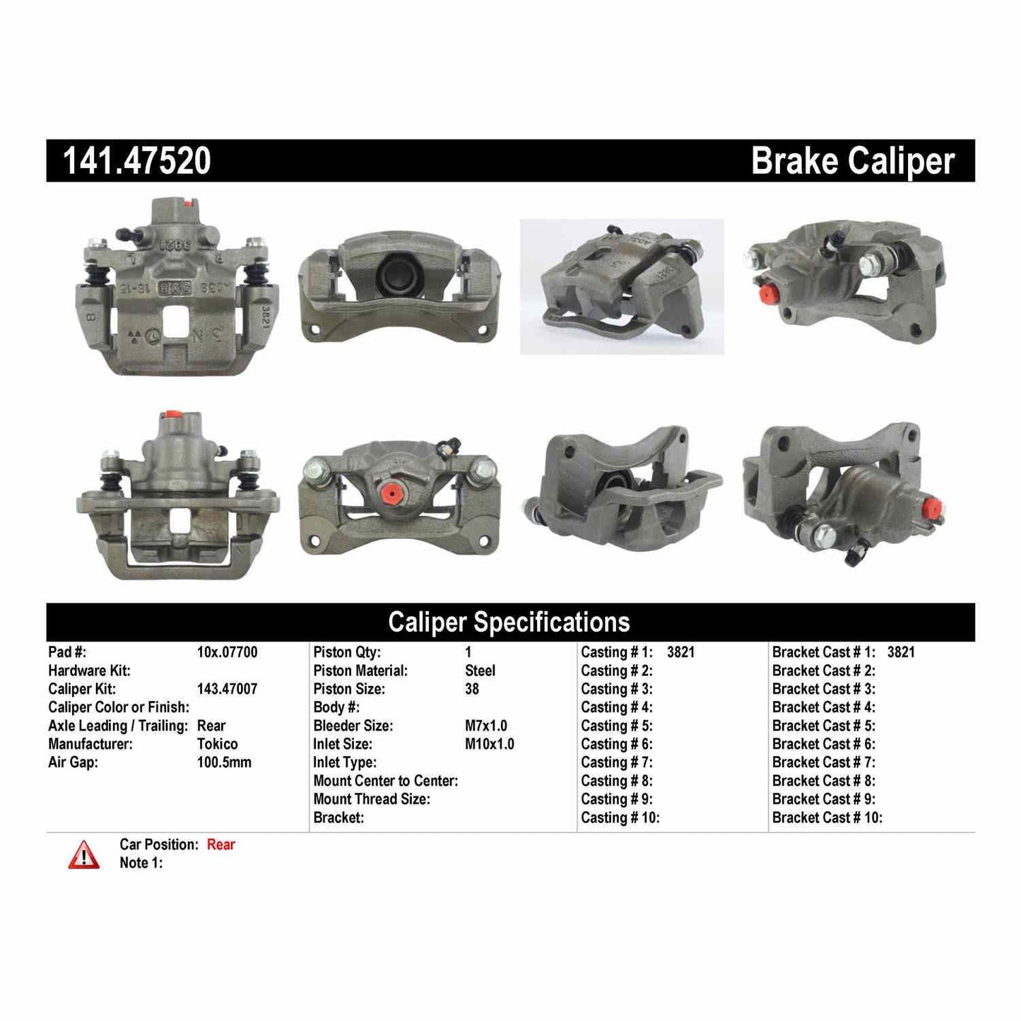 Stoptech Centric Subaru Legacy GT Rear Left Semi-Loaded Caliper 141.47520