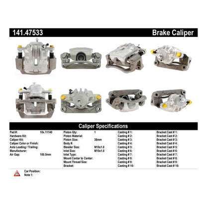 Stoptech Centric Semi-Loaded Brake Caliper - Rear Right 141.47533