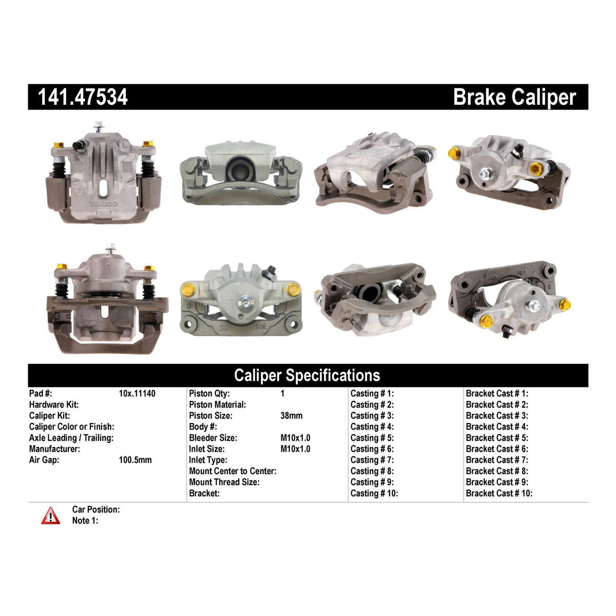 Stoptech Centric Semi-Loaded Brake Caliper - Rear Left 141.47534