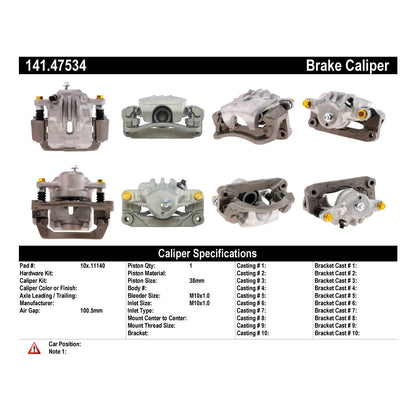 Stoptech Centric Semi-Loaded Brake Caliper - Rear Left 141.47534