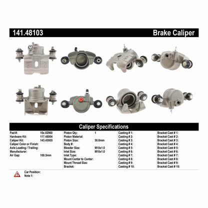 Centric Parts Disc Brake Caliper Semi-Loaded with Anti-Corrosion Finish 141.48103