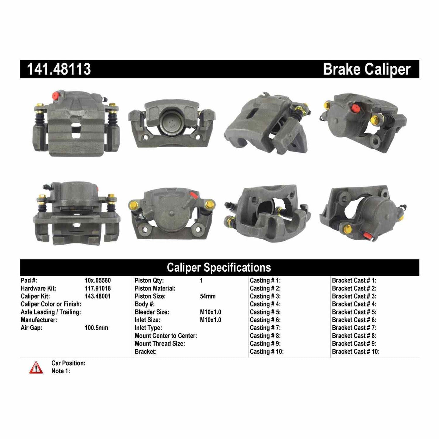 Centric Parts Disc Brake Caliper Semi-Loaded with Anti-Corrosion Finish 141.48113