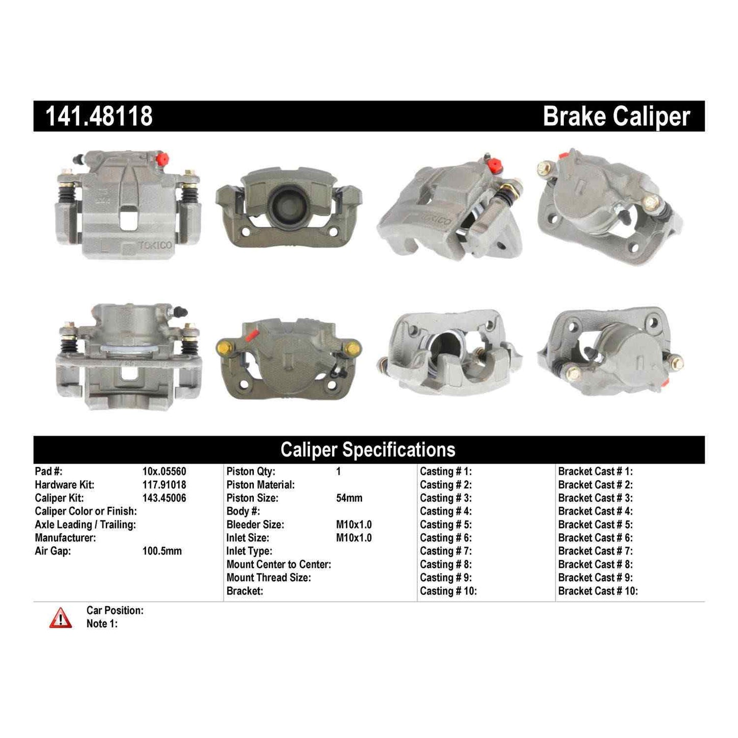 Centric Parts Disc Brake Caliper Semi-Loaded with Anti-Corrosion Finish 141.48118