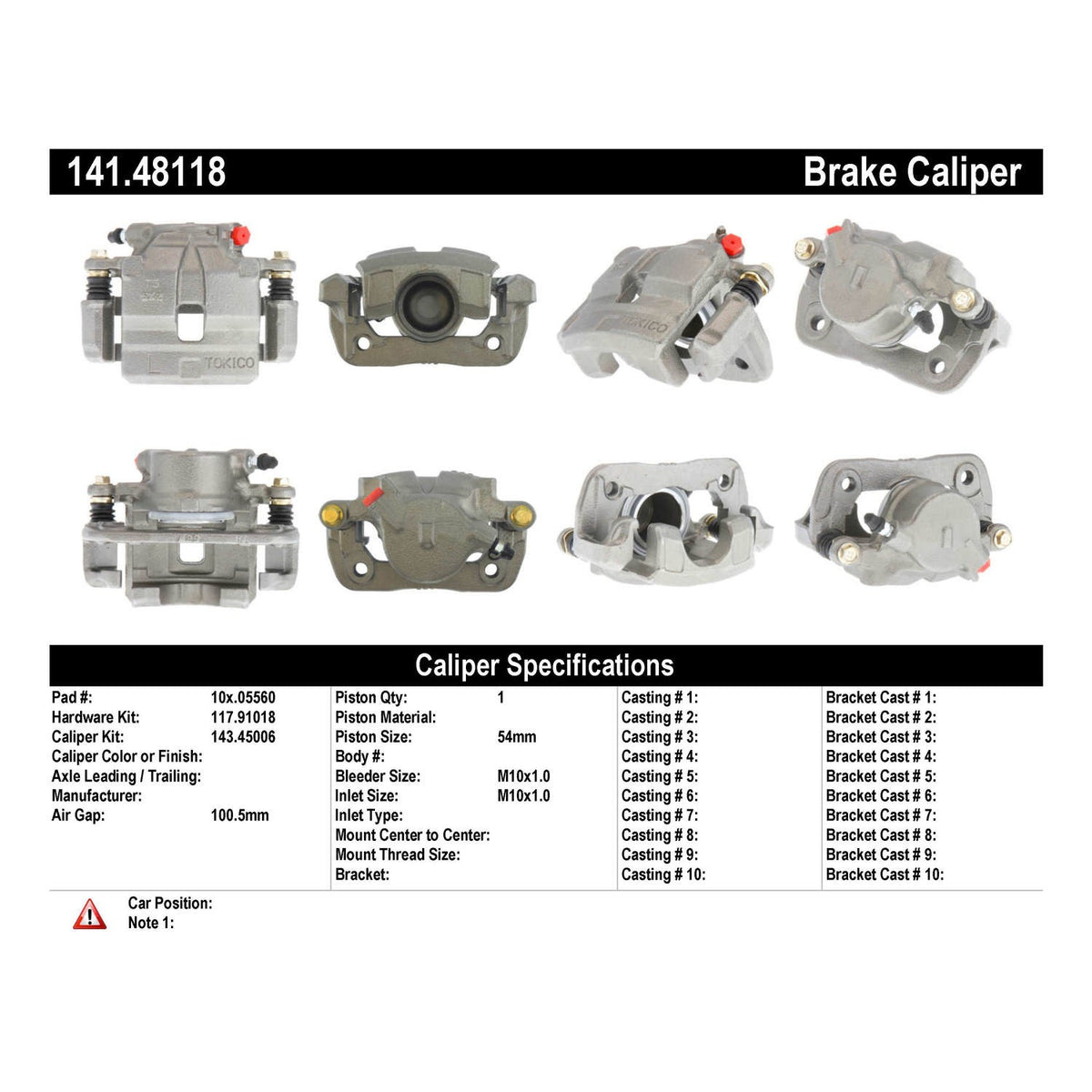 Centric Parts Disc Brake Caliper Semi-Loaded with Anti-Corrosion Finish 141.48118