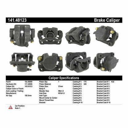 Centric Parts Disc Brake Caliper Semi-Loaded with Anti-Corrosion Finish 141.48123