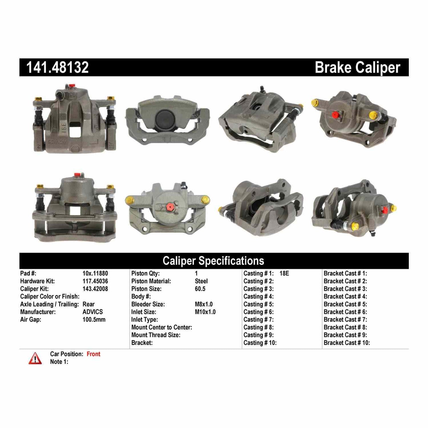 Centric Parts Disc Brake Caliper Semi-Loaded for 141.48132