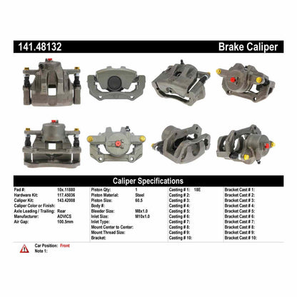 Centric Parts Disc Brake Caliper Semi-Loaded for 141.48132