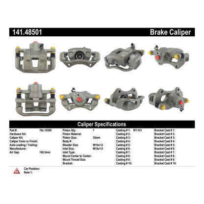 Centric Parts Disc Brake Caliper Semi-Loaded with Anti-Corrosion Finish 141.48501