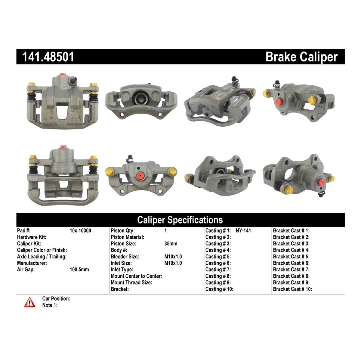 Centric Parts Disc Brake Caliper Semi-Loaded with Anti-Corrosion Finish 141.48501
