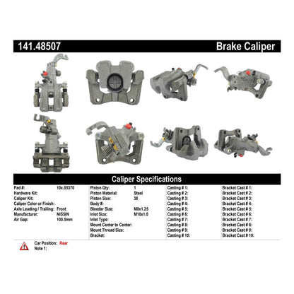 Stoptech Centric Semi-Loaded Brake Caliper - Rear Right 141.48507