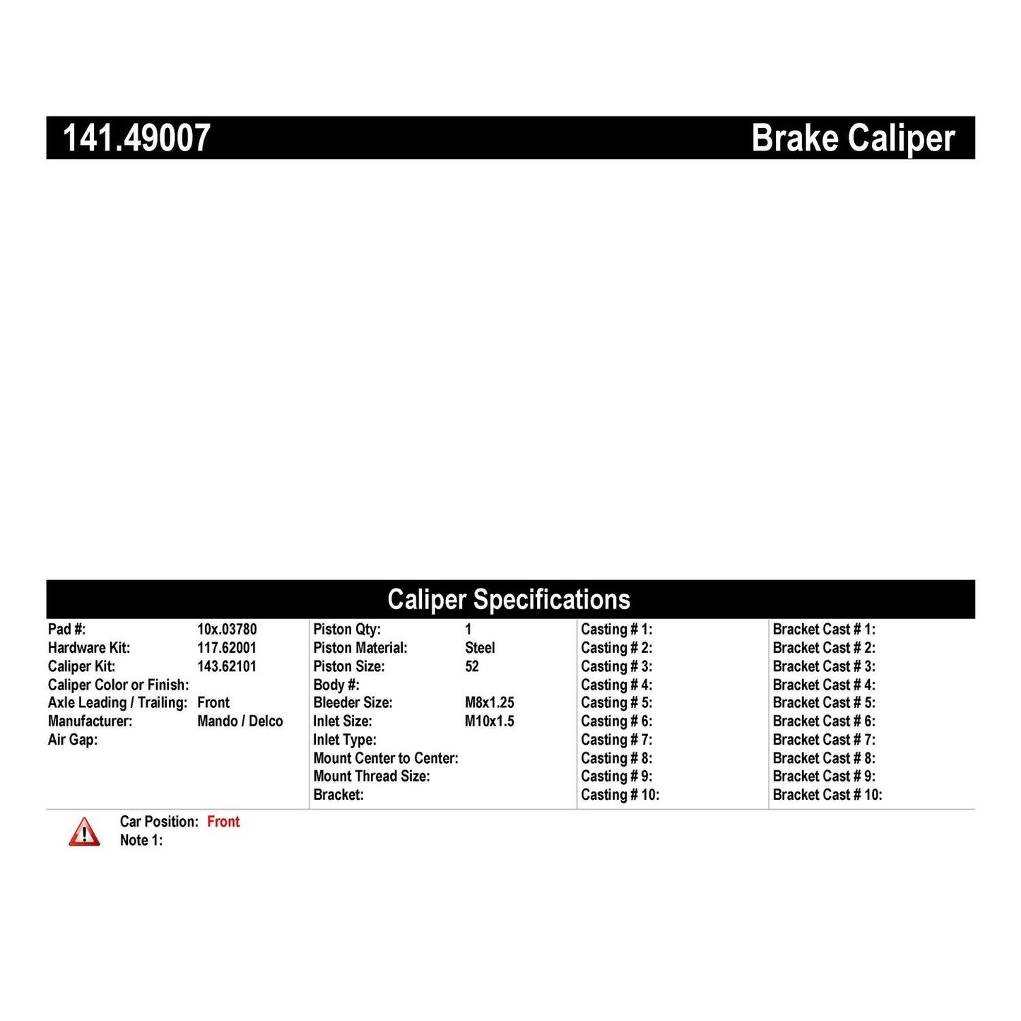 Stoptech Centric Semi-Loaded Brake Caliper - Front Right 141.49007