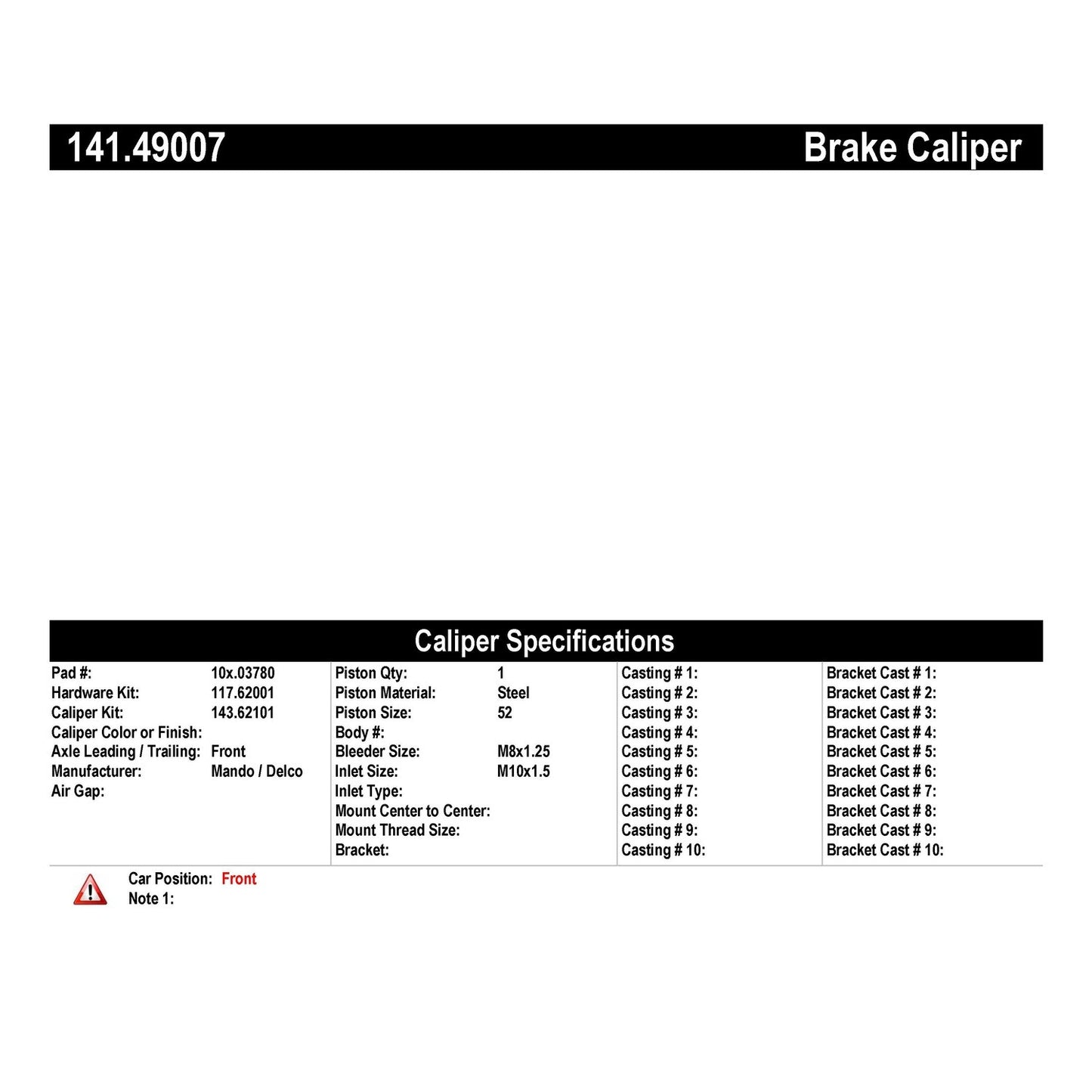 Stoptech Centric Semi-Loaded Brake Caliper - Front Right 141.49007