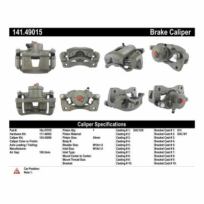 Centric Parts Semi-Loaded Disc Brake Caliper for 2004-2018 Chevrolet Aveo 141.49015