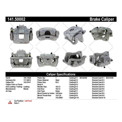Centric Parts Disc Brake Caliper Semi-Loaded with Anti-Corrosion Finish for 2013-2016 Hyundai Santa Fe Sport, 2014-2020 Kia Sorento 141.50002
