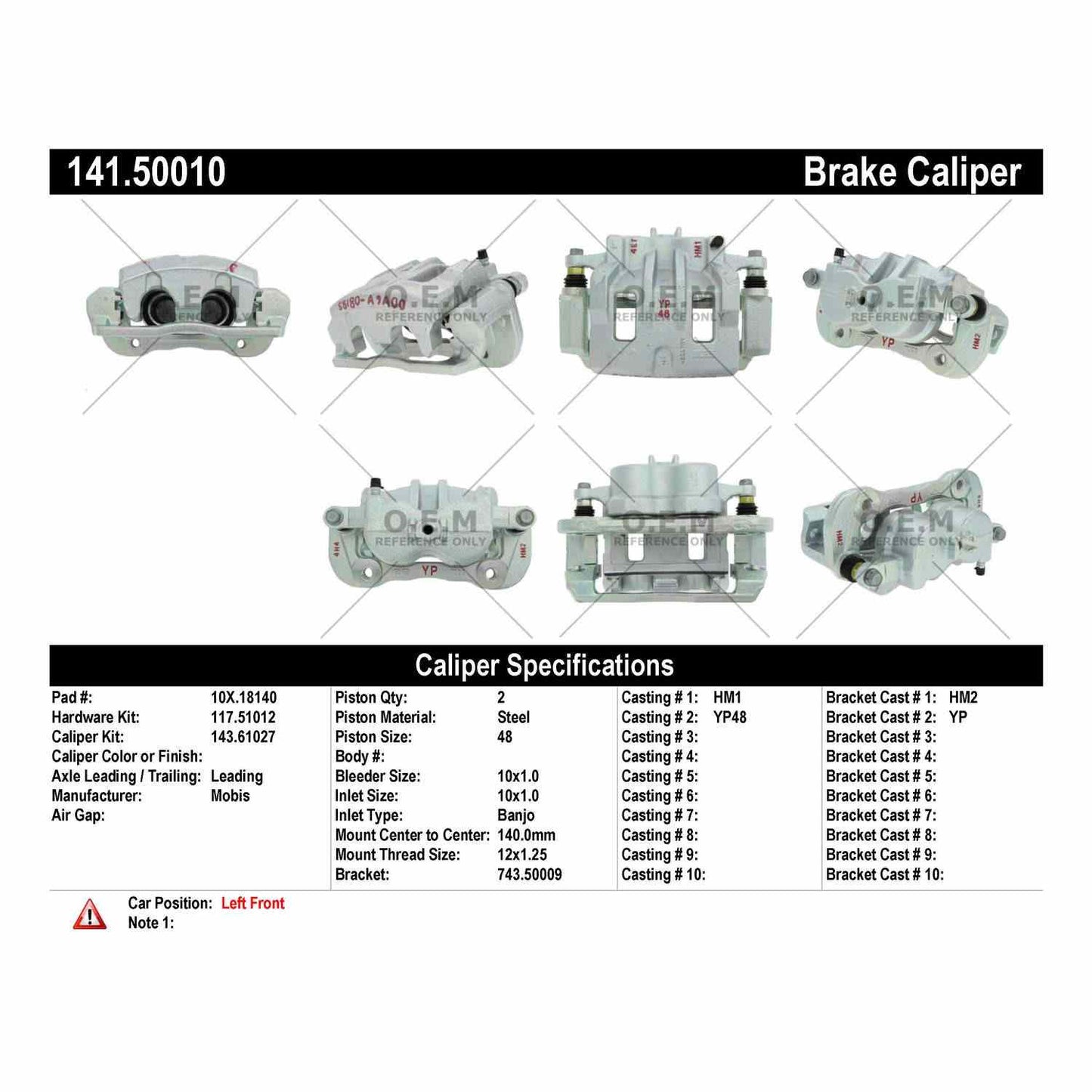 Centric Parts Semi-Loaded Brake Caliper 141.50010