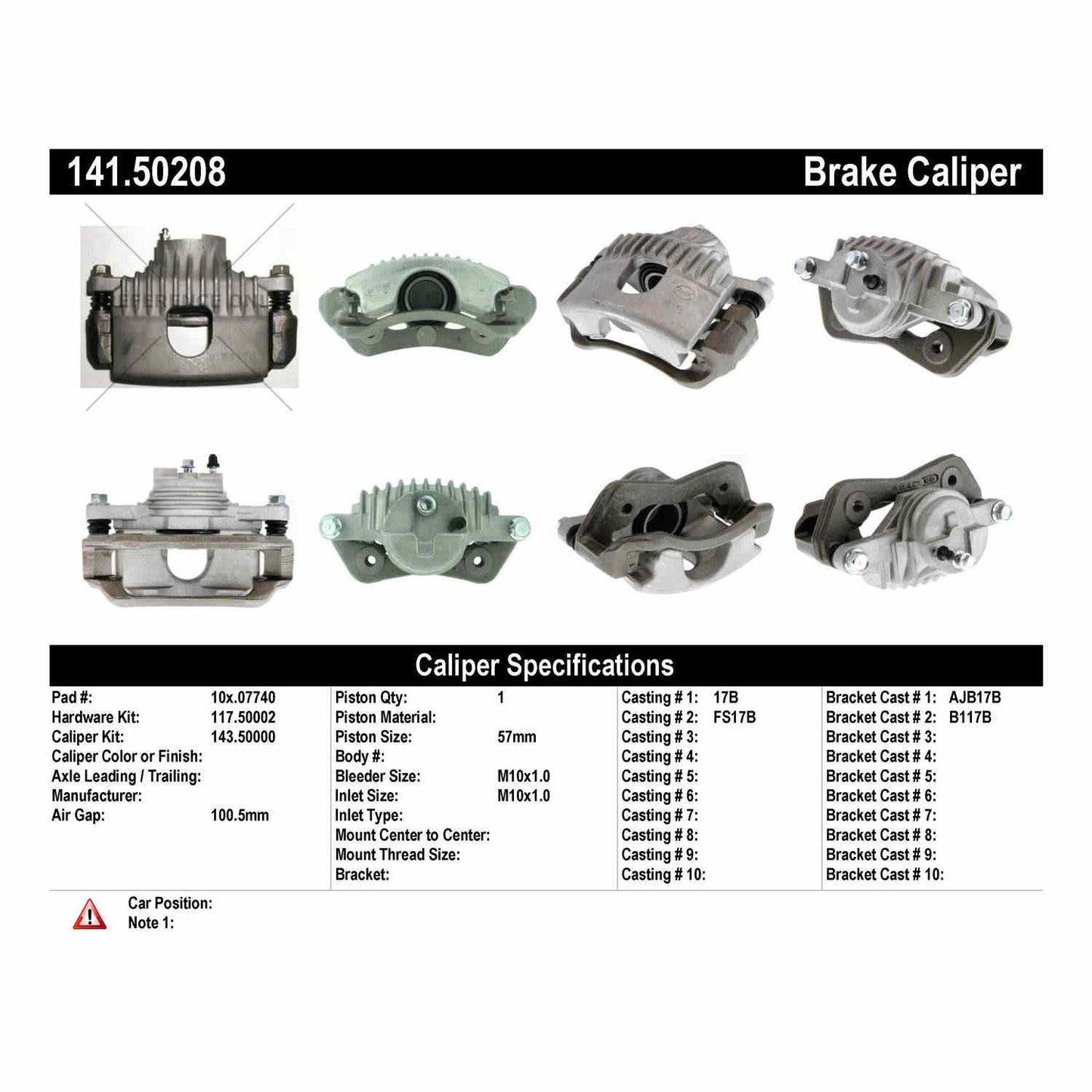 Centric Parts Disc Brake Caliper Semi-Loaded with Anti-Corrosion Finish 141.50208