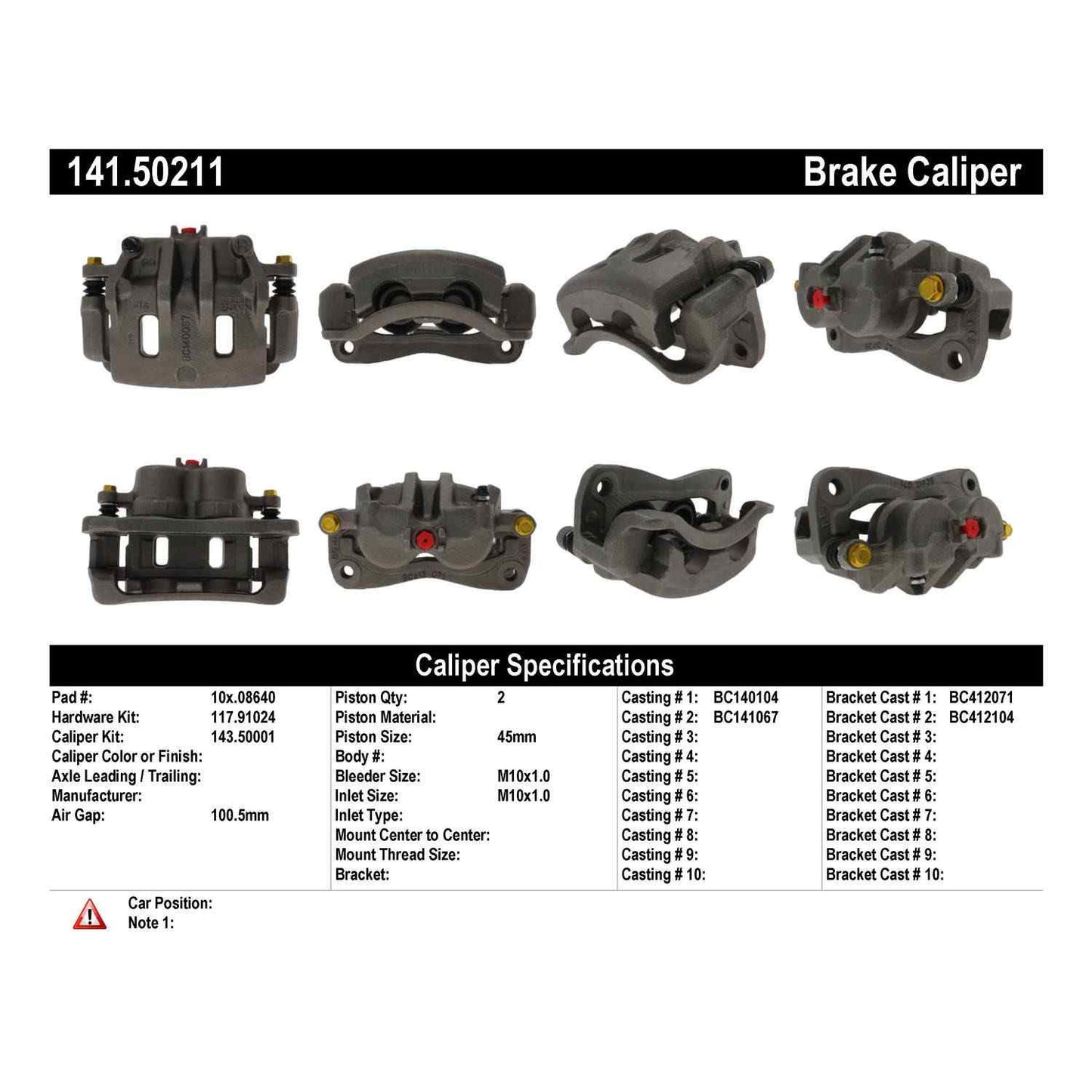 Centric Parts Semi-Loaded Brake Caliper 141.50211