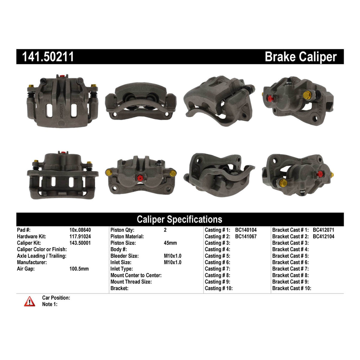 Centric Parts Semi-Loaded Brake Caliper 141.50211