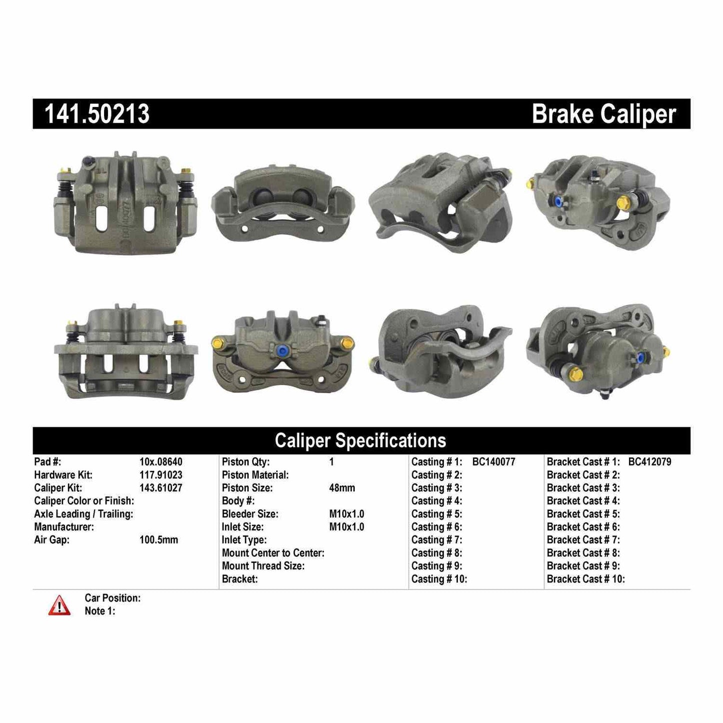 Centric Parts Disc Brake Caliper Semi-Loaded with Anti-Corrosion Finish 141.50213
