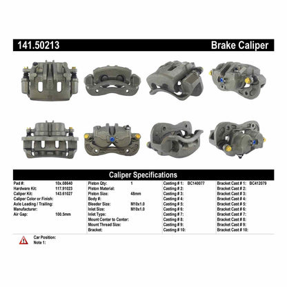 Centric Parts Disc Brake Caliper Semi-Loaded with Anti-Corrosion Finish 141.50213