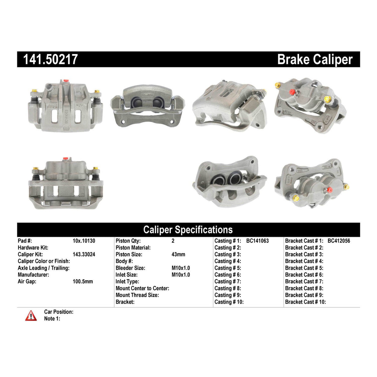 Centric Parts Semi-Loaded Brake Caliper 141.50217