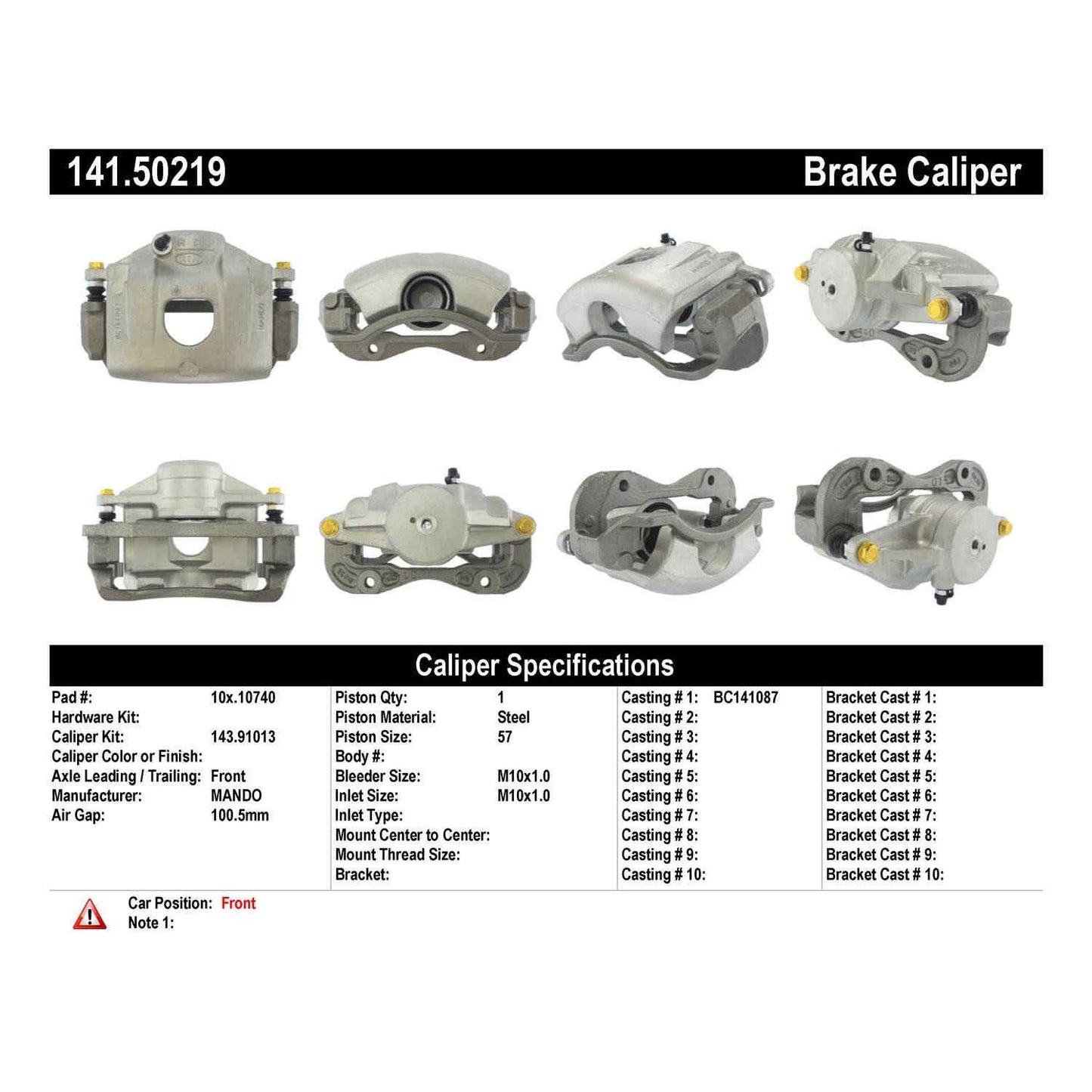 Centric Parts Disc Brake Caliper Semi-Loaded with Anti-Corrosion Finish 141.50219
