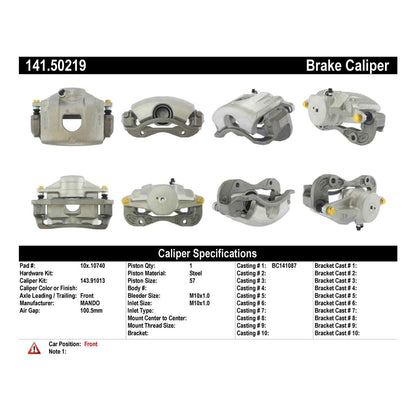Centric Parts Disc Brake Caliper Semi-Loaded with Anti-Corrosion Finish 141.50219