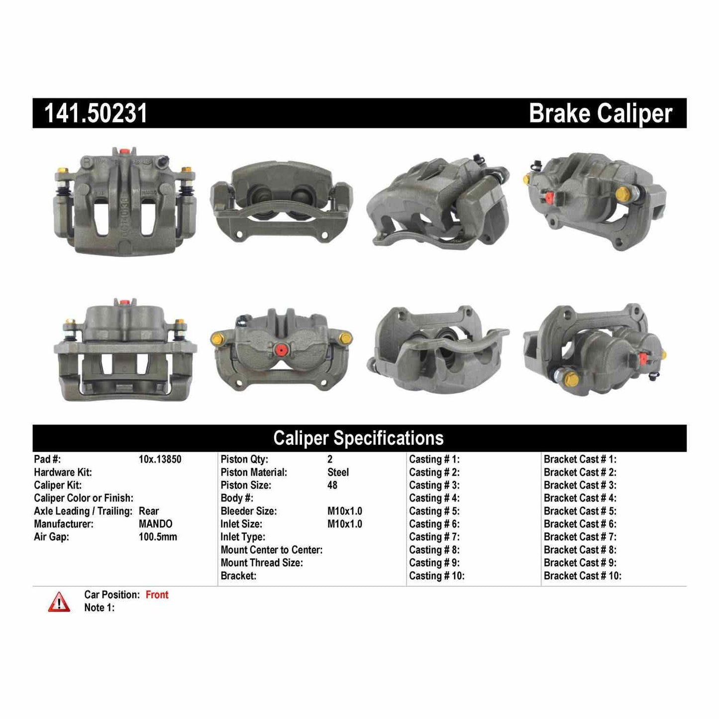 Centric Parts Disc Brake Caliper Semi-Loaded for 141.50231