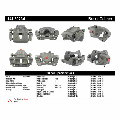 Stoptech Centric 09-13 Hyundai Elantra/Kia Forte Semi-Loaded Front Left Brake Caliper 141.50234