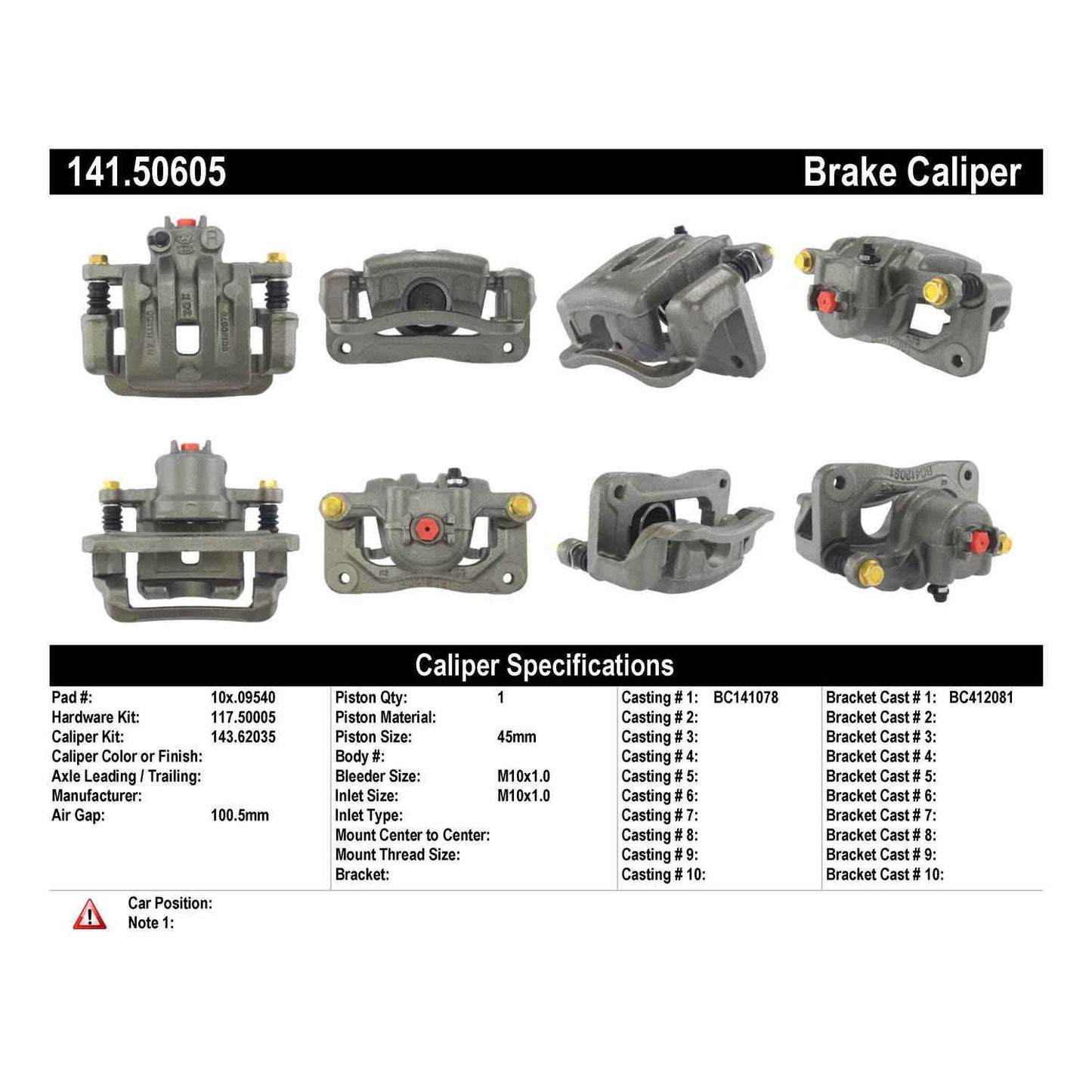 Stoptech Centric Semi-Loaded Brake Caliper - Rear Right 141.50605