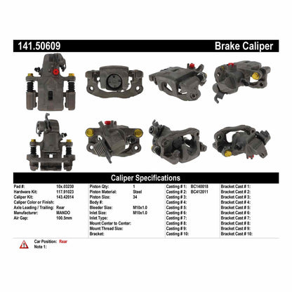 Stoptech Centric Semi-Loaded Brake Caliper - Rear Right 141.50609